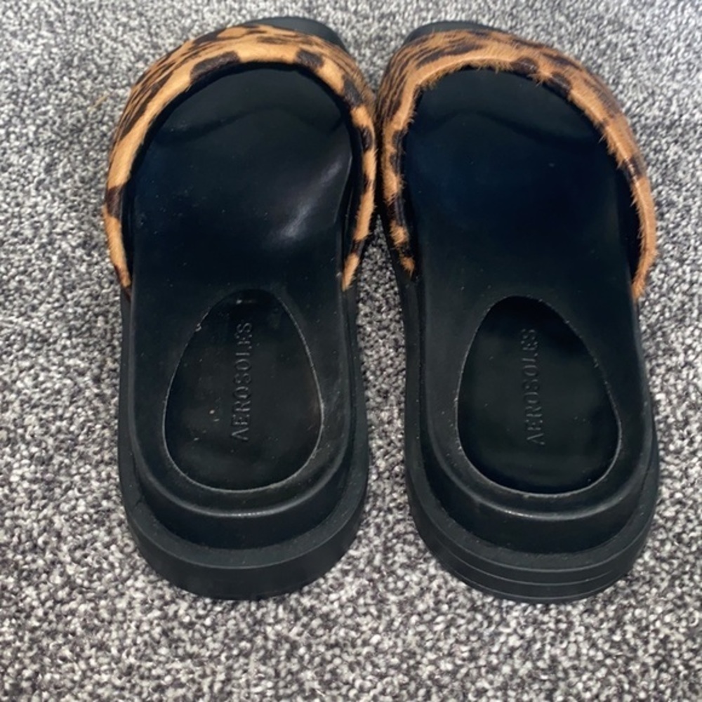 AEROSOLES Leopard Print Slide Sandals in Brown and Black - Picture 12 of 12